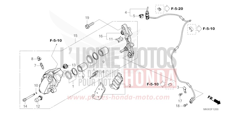 ETRIER DE FREIN AVANT de NC750X "Méca" MAT BALLISTIC BLACK METALLIC (NHA86) de 2023